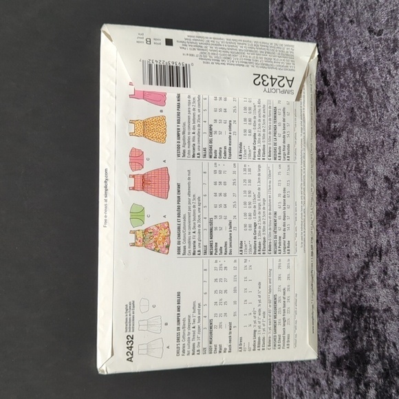 Simplicity A2432 Uncut/Unused Girl's Dress & Shrug Pattern Size 3-8 - Picture 2 of 3